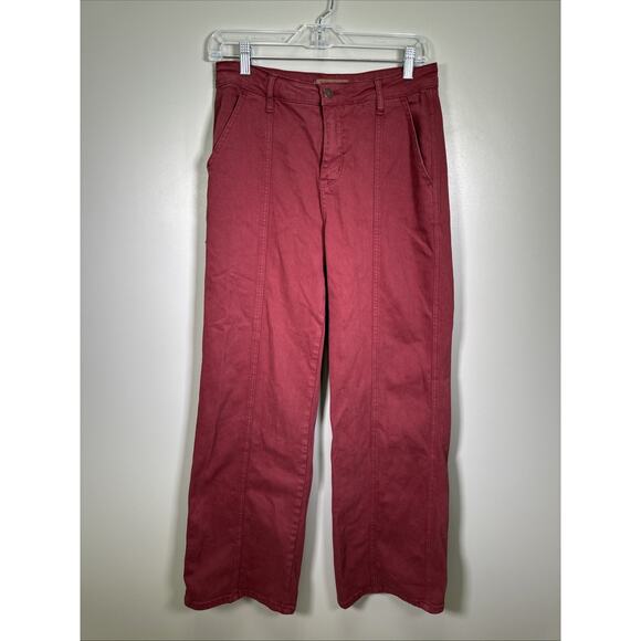JUDY BLUE JEANS 9/29‎ Belfast High Rise Seam Straight Wide Leg Stretch Burgundy - Picture 1 of 7